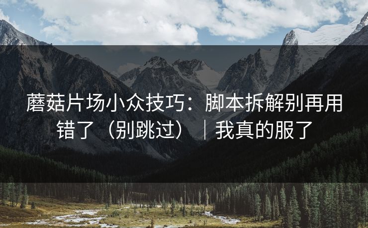 蘑菇片场小众技巧：脚本拆解别再用错了（别跳过）｜我真的服了